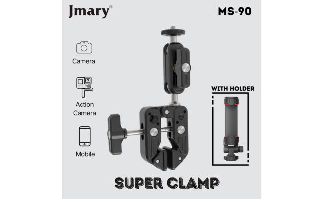 JMARY MS-90 Aluminium Multi-Functional Super Clamp for Camera and Phone - Black